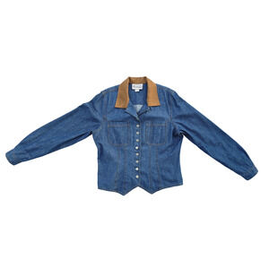 Vintage Western Denim Southwest Style Stonebridge Blue Jacket Shirt Womens Sz 12